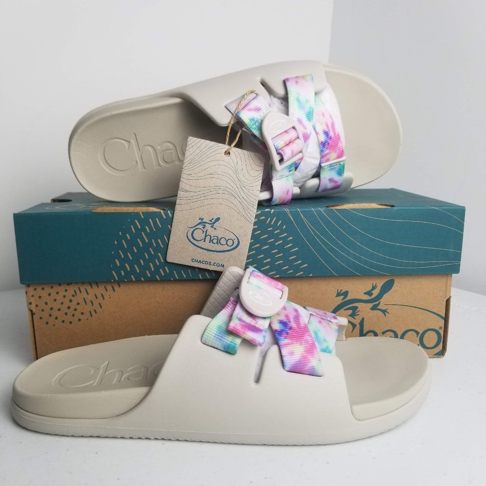 Chaco Chillos Kids Sandals Slides White Tie-Dye Size 5 New